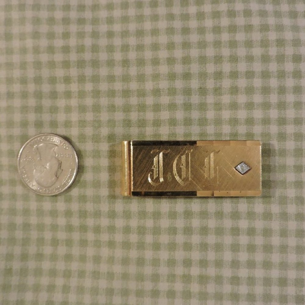 ONE engraved monogrammed metal money clip men's customized diamond JCL
